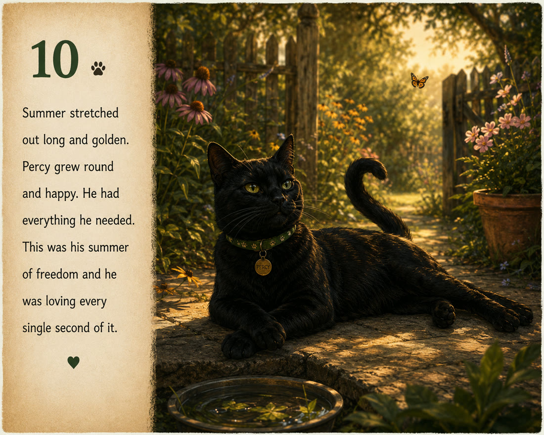 Page 10: Summer stretched out long and golden. This was his summer of freedom.